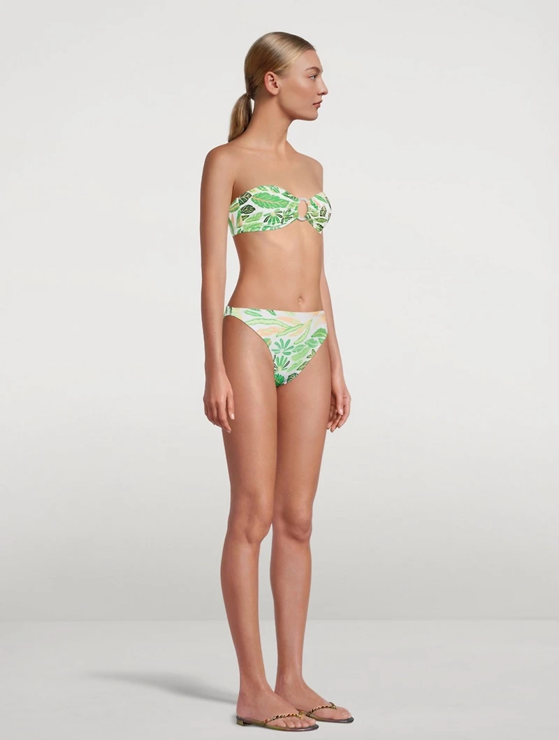 The Tati Strapless Bikini Top Palm Leaf Print
