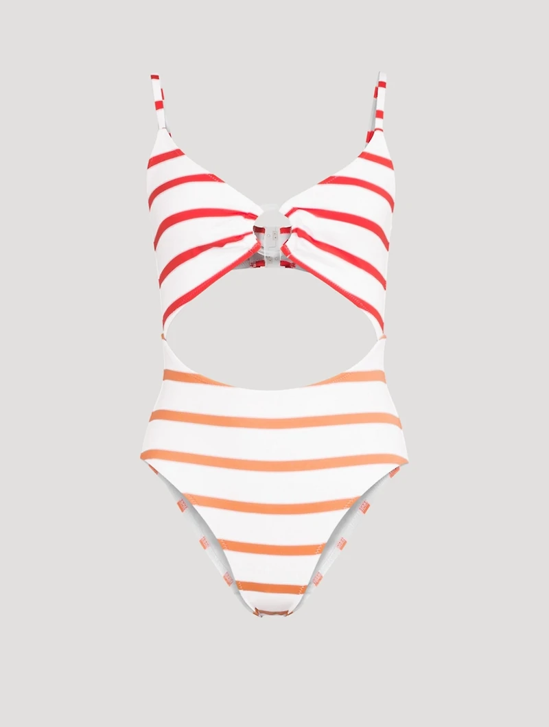 The Esme Cutout One-Piece Swimsuit Striped Print