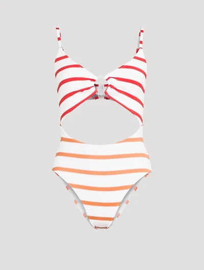 The Esme Cutout One-Piece Swimsuit Striped Print