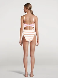 The Esme Cutout One-Piece Swimsuit Striped Print