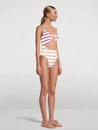 The Esme Cutout One-Piece Swimsuit Striped Print