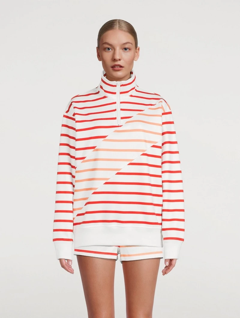 The Pullover Quarter-Zip Sweatshirt Striped Print