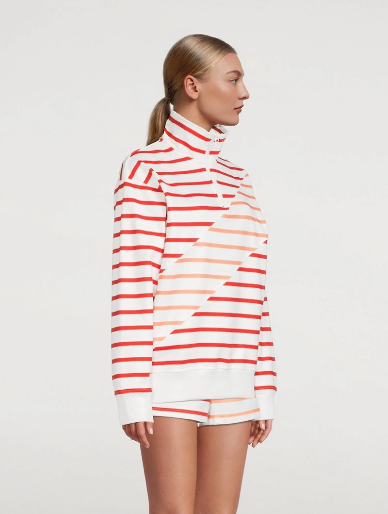 The Pullover Quarter-Zip Sweatshirt Striped Print