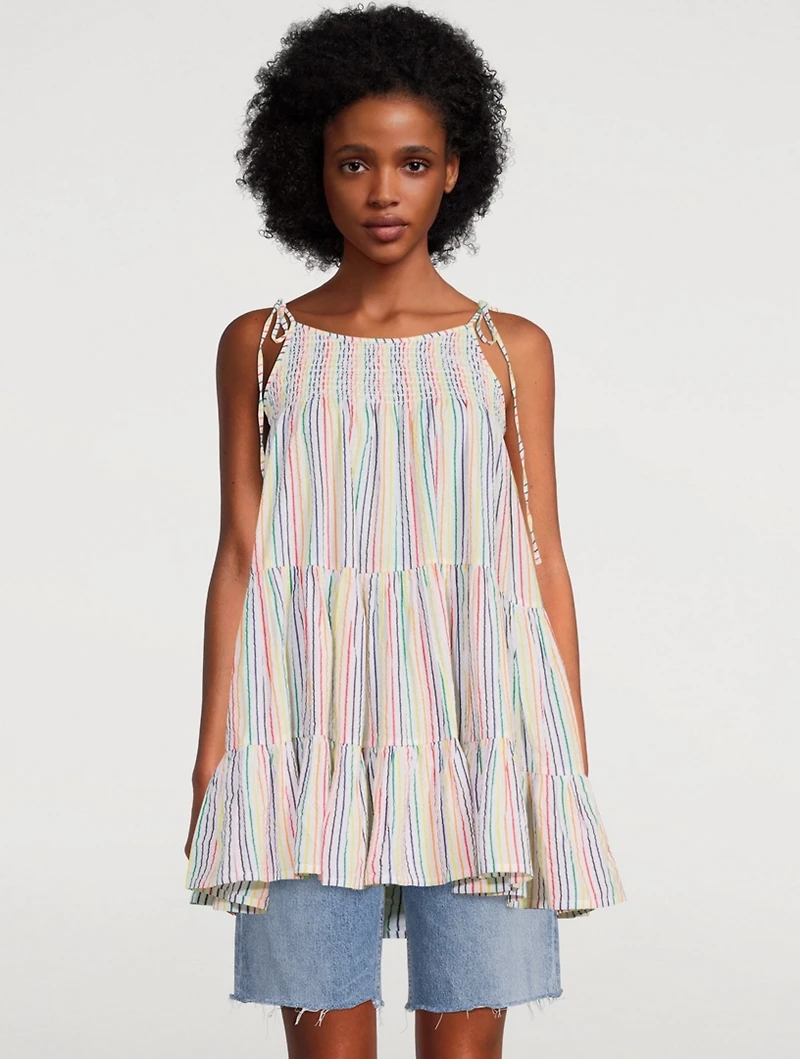 The Parker Cotton Mini Dress Striped Print