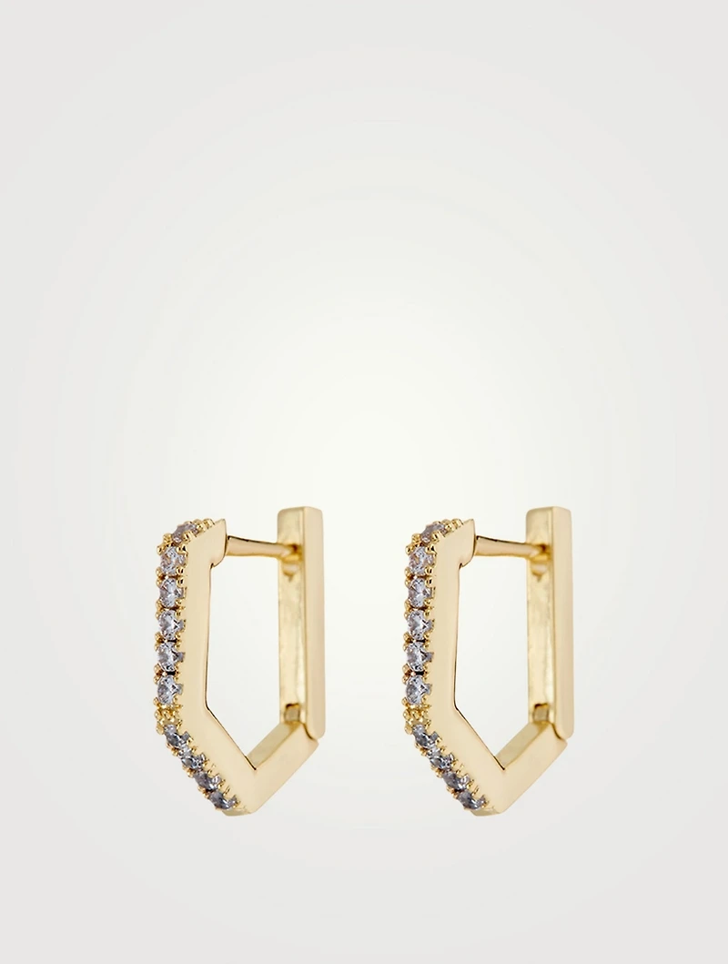 Pavé Rosa Huggie Hoop Earrings