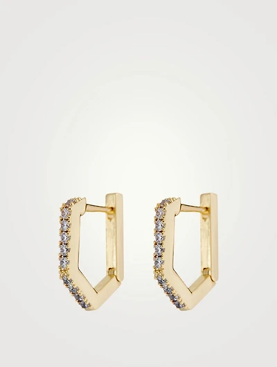 Pavé Rosa Huggie Hoop Earrings