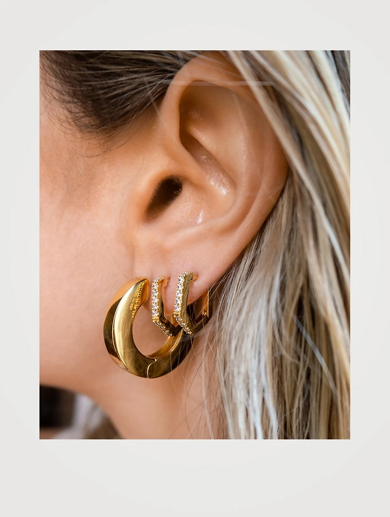 Pavé Rosa Huggie Hoop Earrings