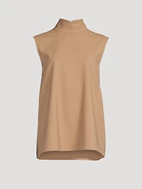 Wool-Blend Mockneck Sleeveless Blouse