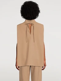 Wool-Blend Mockneck Sleeveless Blouse