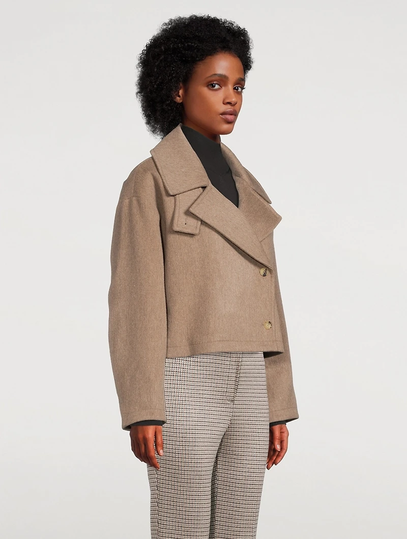 Wool-Blend Short Coat