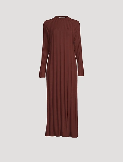 Wool-blend Pleated Midi Dress