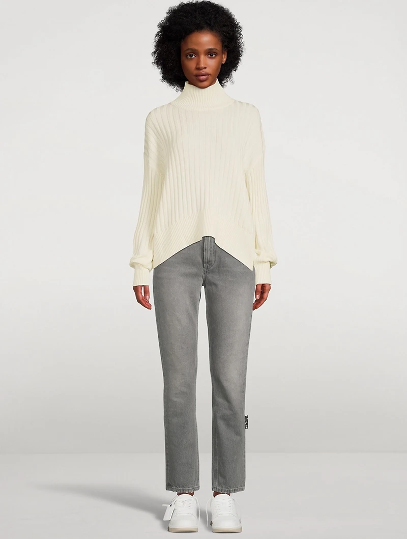 Wool Ribbed Turtleneck Sweater