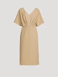 Cotton Midi Dress With Waist Shirring