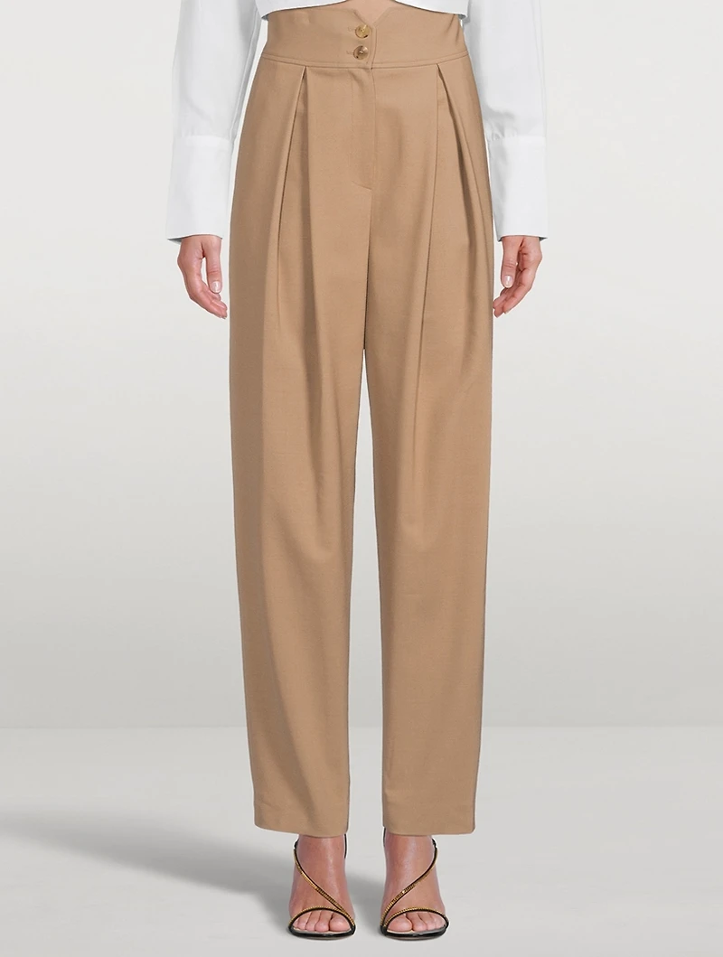 Wool-Blend High-Waisted Straight-Leg Pants