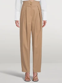Wool-Blend High-Waisted Straight-Leg Pants