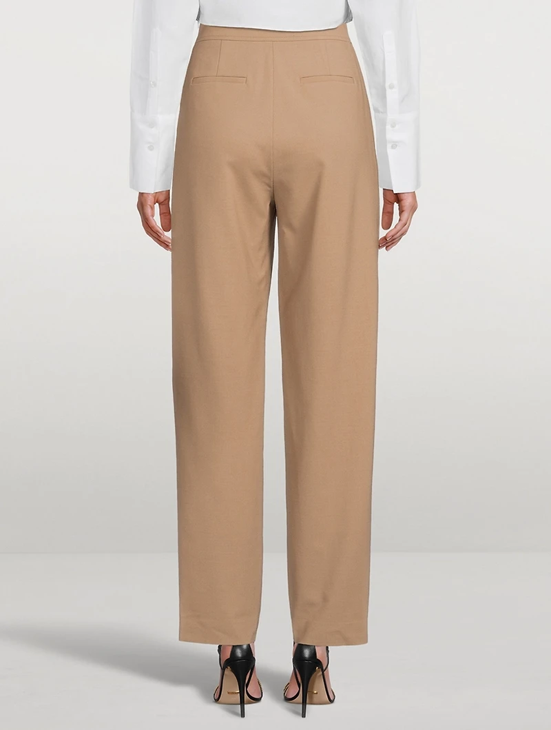 Wool-Blend High-Waisted Straight-Leg Pants