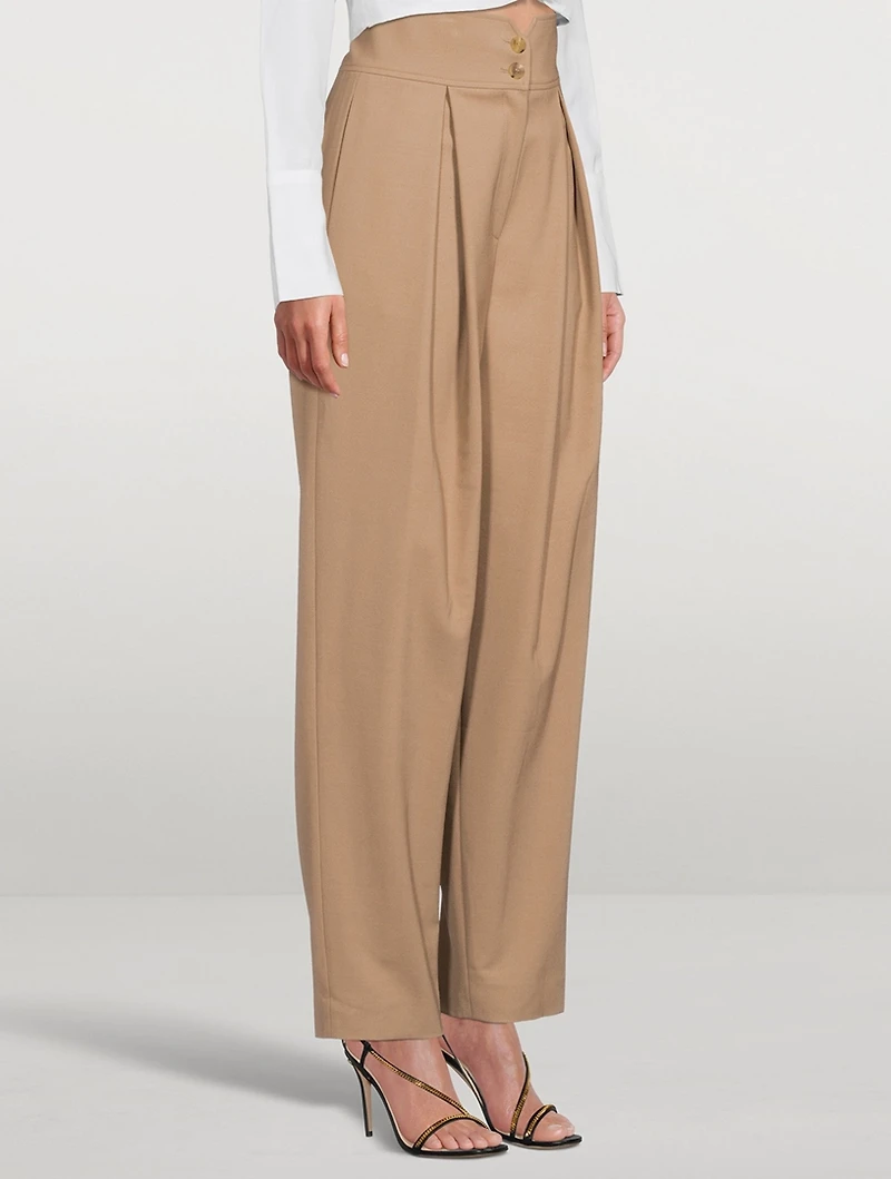 Wool-Blend High-Waisted Straight-Leg Pants