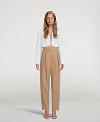 Wool-Blend High-Waisted Straight-Leg Pants