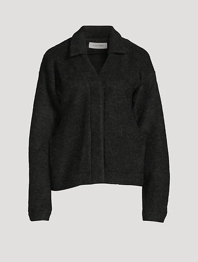 Layered Collar Bouclé Cardigan