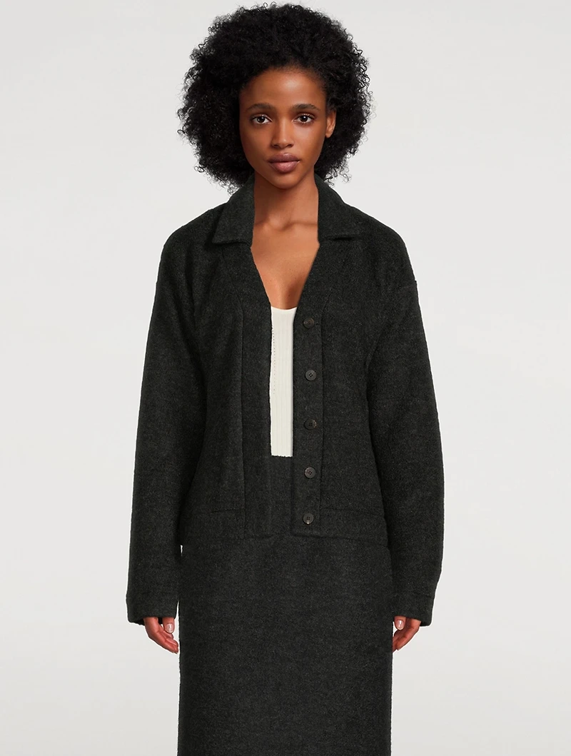 Layered Collar Bouclé Cardigan