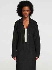 Layered Collar Bouclé Cardigan