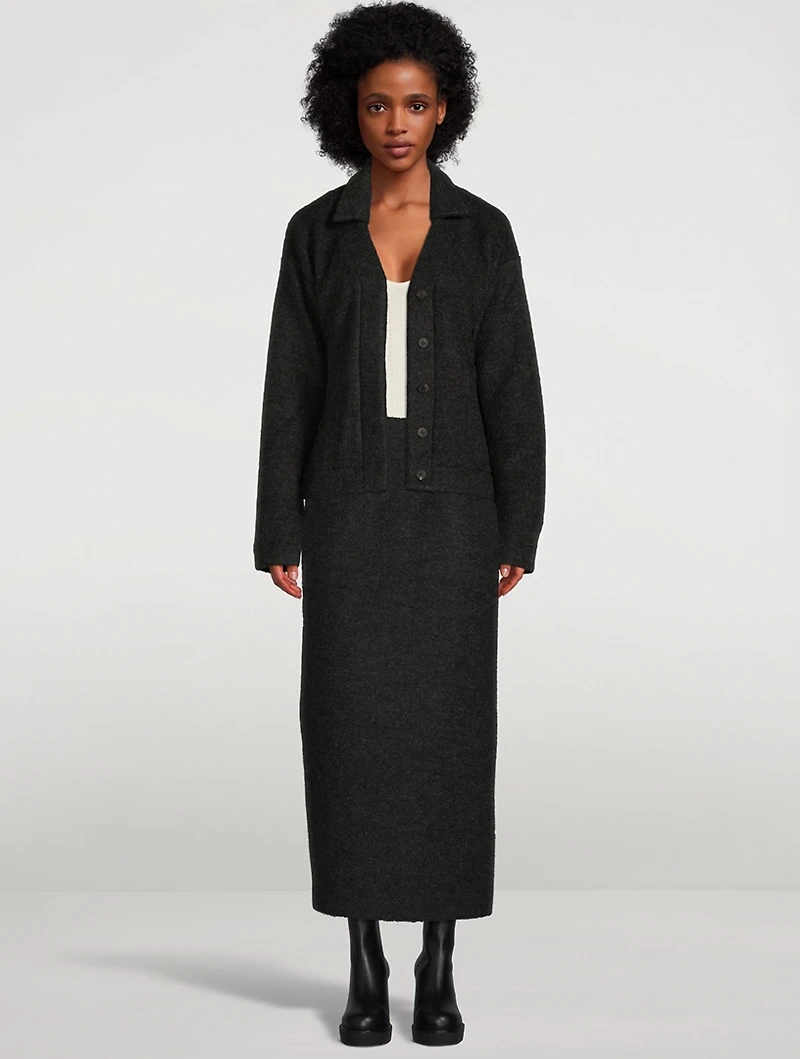 Layered Collar Bouclé Cardigan