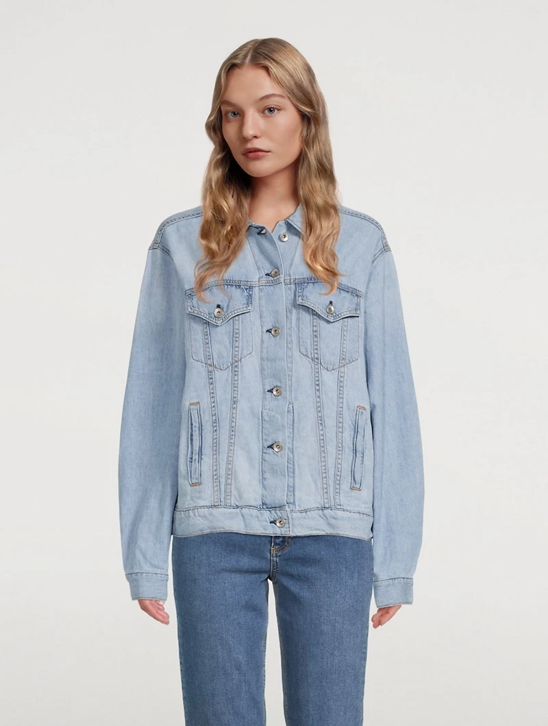 Cotton And Linen Oversized Denim Jacket