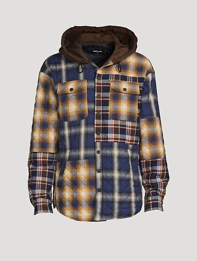 Cotton Flannel Shirt Three-Tone Check Print