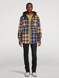 Cotton Flannel Shirt Three-Tone Check Print
