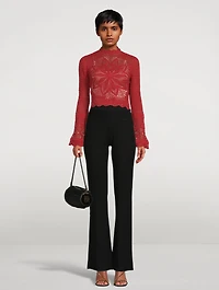 Astola Cotton Crochet Long-Sleeve Crop Top
