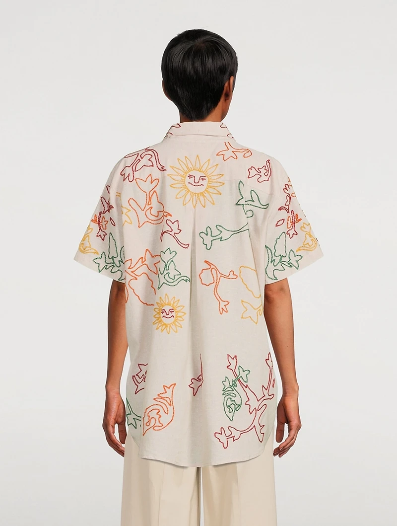 Daniel Embroidered Cotton Short-Sleeve Shirt