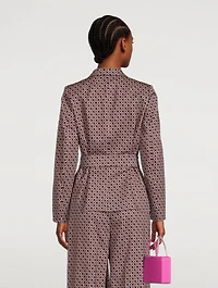 Beachy Printed Blazer With Belt