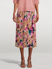 Sarean Printed Pleated Midi Skirt