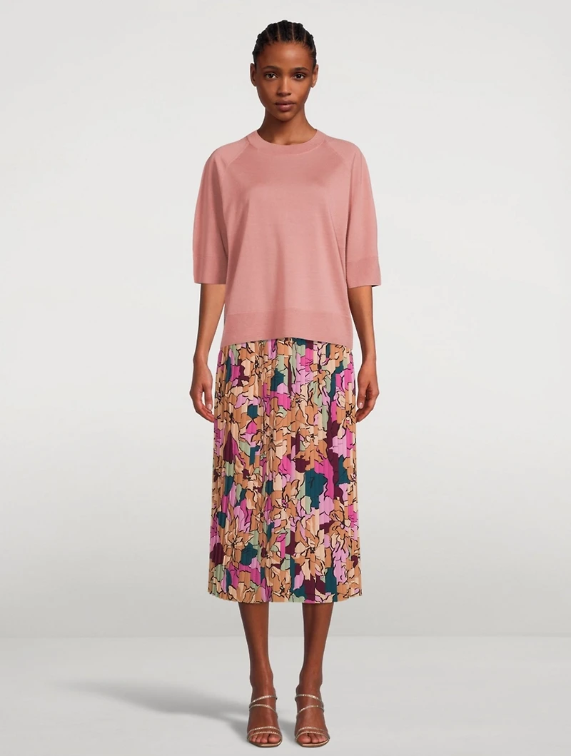 Sarean Printed Pleated Midi Skirt