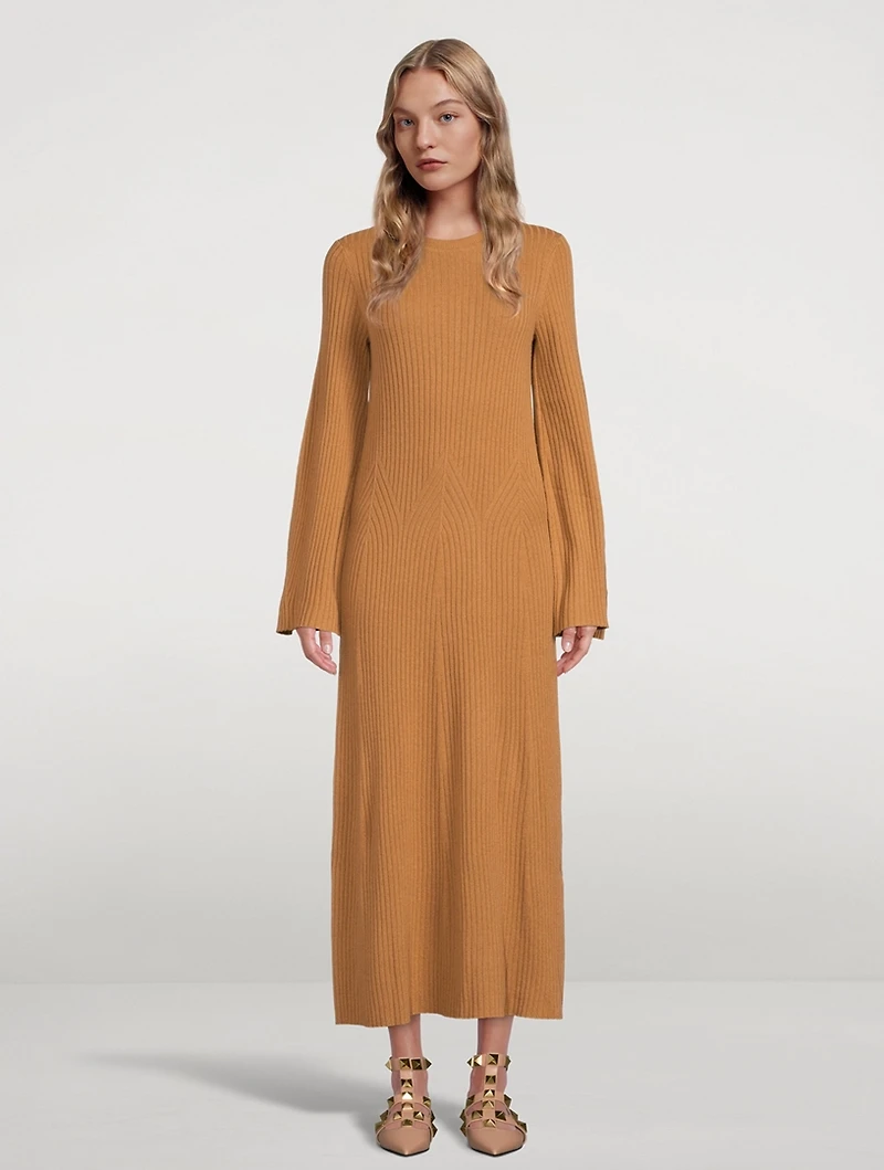 Larga Bell-Sleeve Wool And Cashmere Maxi Dress
