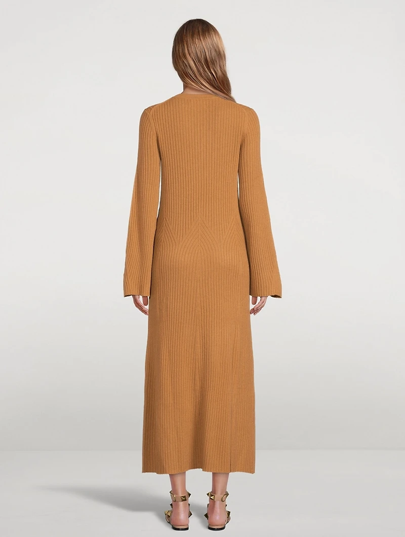 Larga Bell-Sleeve Wool And Cashmere Maxi Dress
