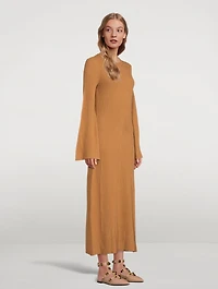 Larga Bell-Sleeve Wool And Cashmere Maxi Dress