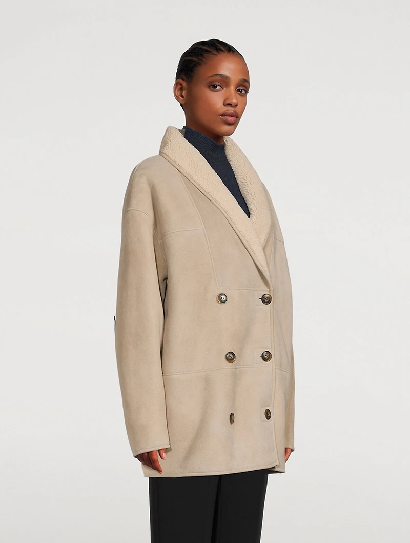 Cebu Shearling Double-Breasted Coat