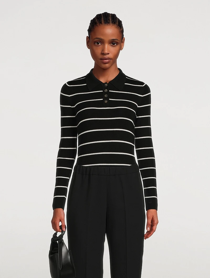 Piazzi Wool Polo Bodysuit Stripe Print