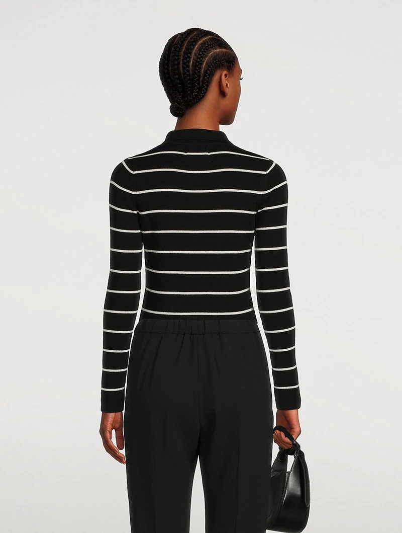 Piazzi Wool Polo Bodysuit Stripe Print