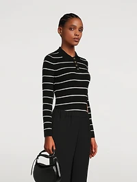 Piazzi Wool Polo Bodysuit Stripe Print