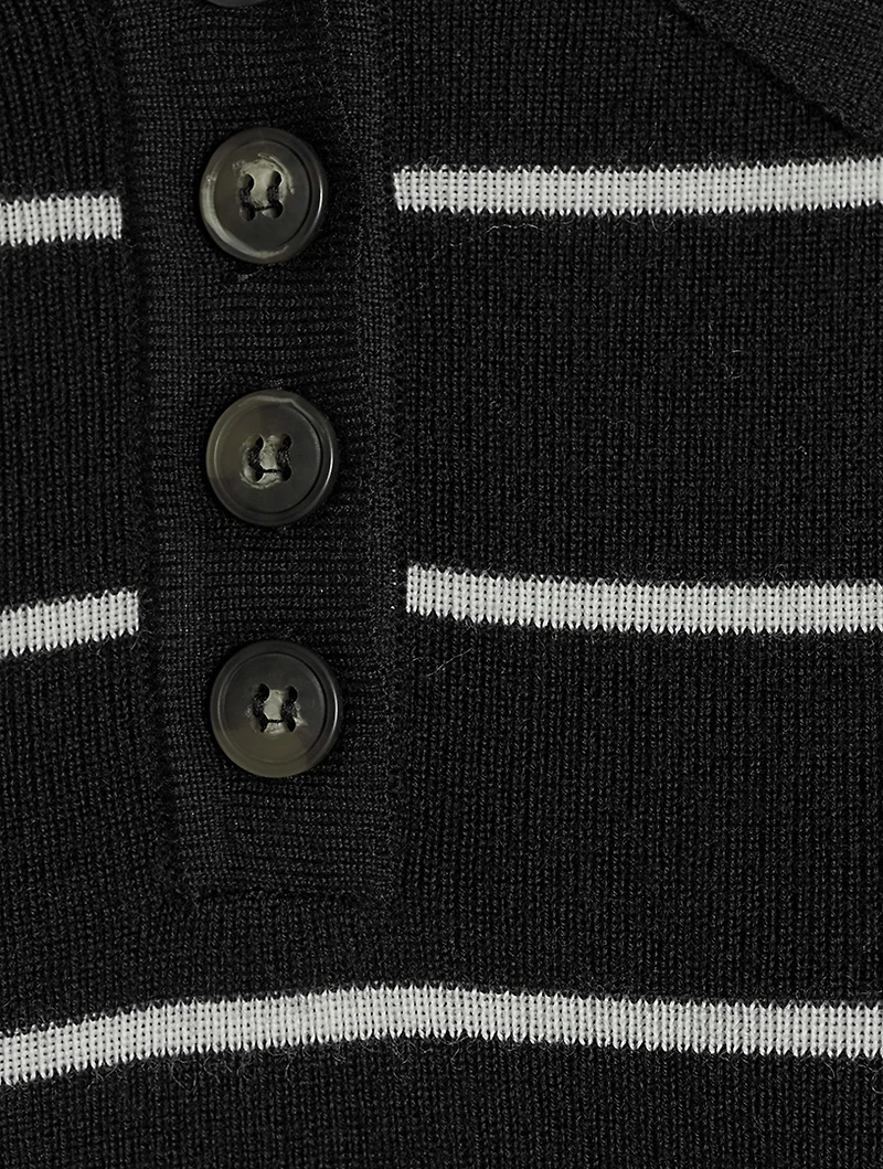 Piazzi Wool Polo Bodysuit Stripe Print