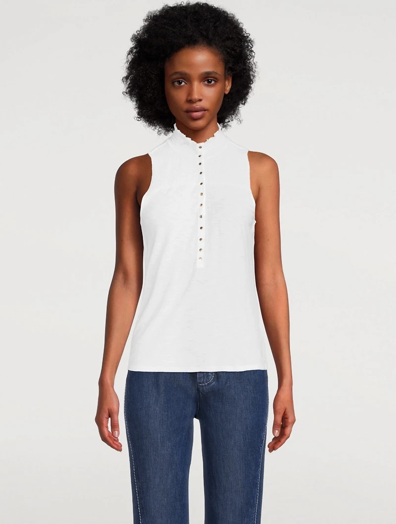 Posey Snap-Front Sleeveless Top
