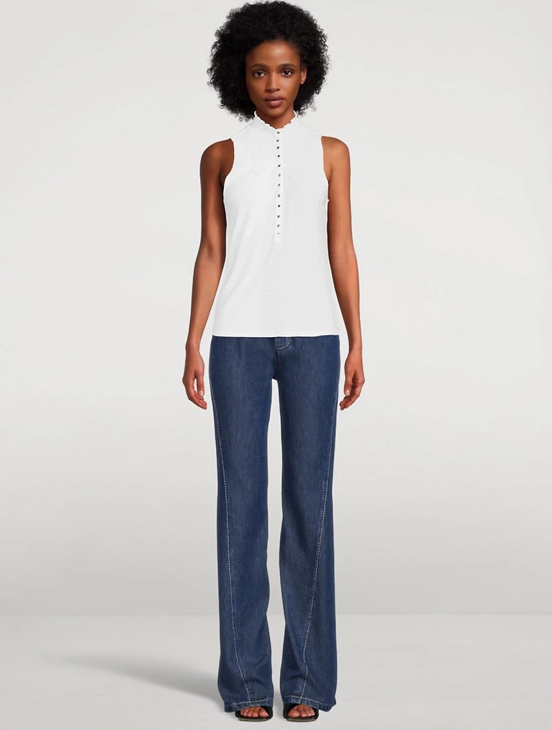 Posey Snap-Front Sleeveless Top