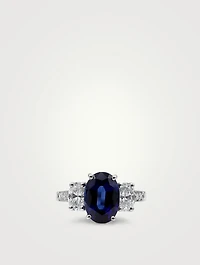 Platinum Oval Sapphire Ring With Diamonds