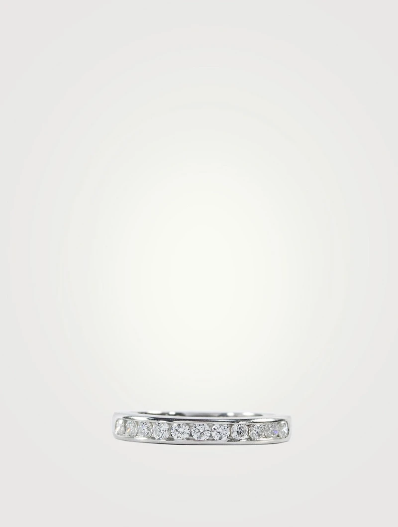3mm Channel Set Platinum Partway Band Ring With Diamonds