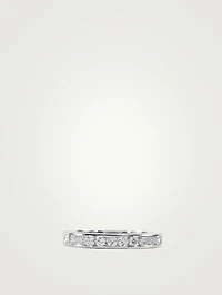 3mm Channel Set Platinum Partway Band Ring With Diamonds