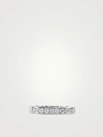 3mm Channel Set Platinum Partway Band Ring With Diamonds