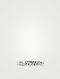 3mm Channel Set Platinum Partway Band Ring With Diamonds