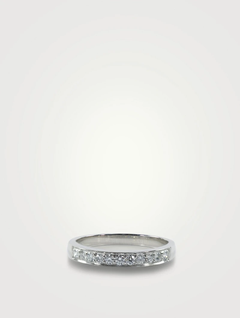 2.5mm Bead Set Platinum Partway Band Ring With Diamonds